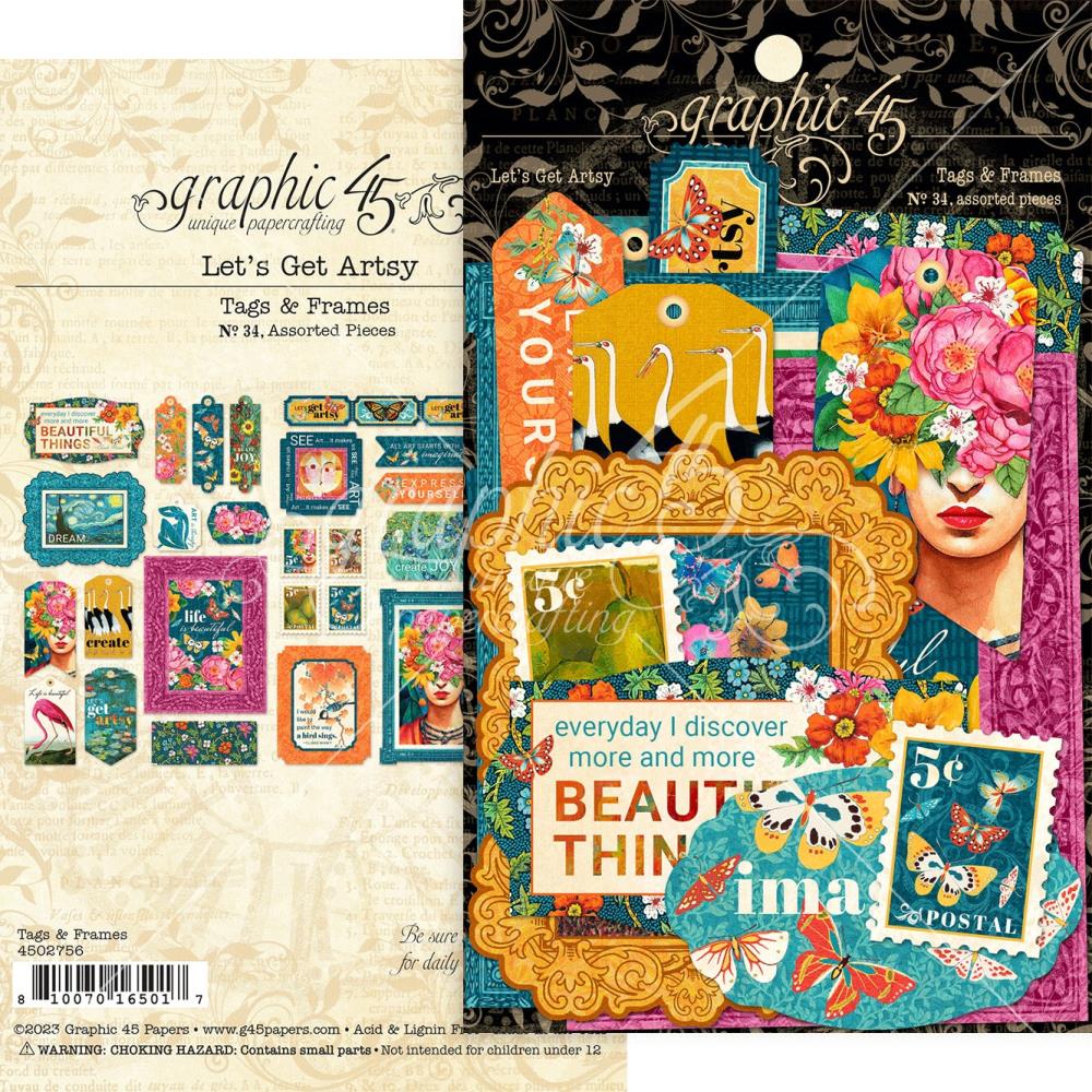 Graphic 45 Let's Get Artsy Die-Cut Assortment: Tags & Frames (G4502756)
