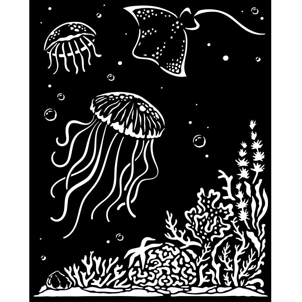 Stamperia Songs Of The Sea 7.87"X9.84" Stencil: Jellyfish (KSTD140)