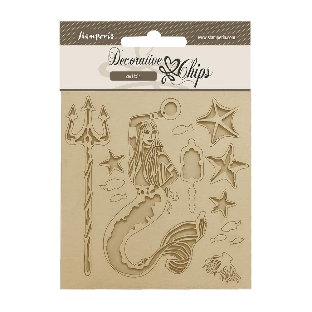 Stamperia Songs Of The Sea 5.5"X5.5" Decorative Chips: Mermaid (SCB182)
