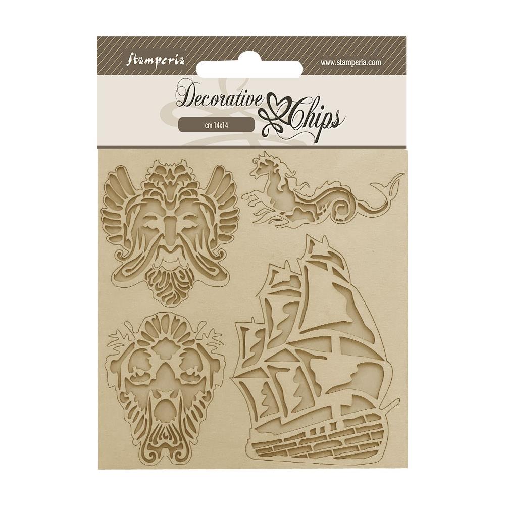 Stamperia Songs Of The Sea 5.5"X5.5" Decorative Chips: Sailing Ship (SCB184)