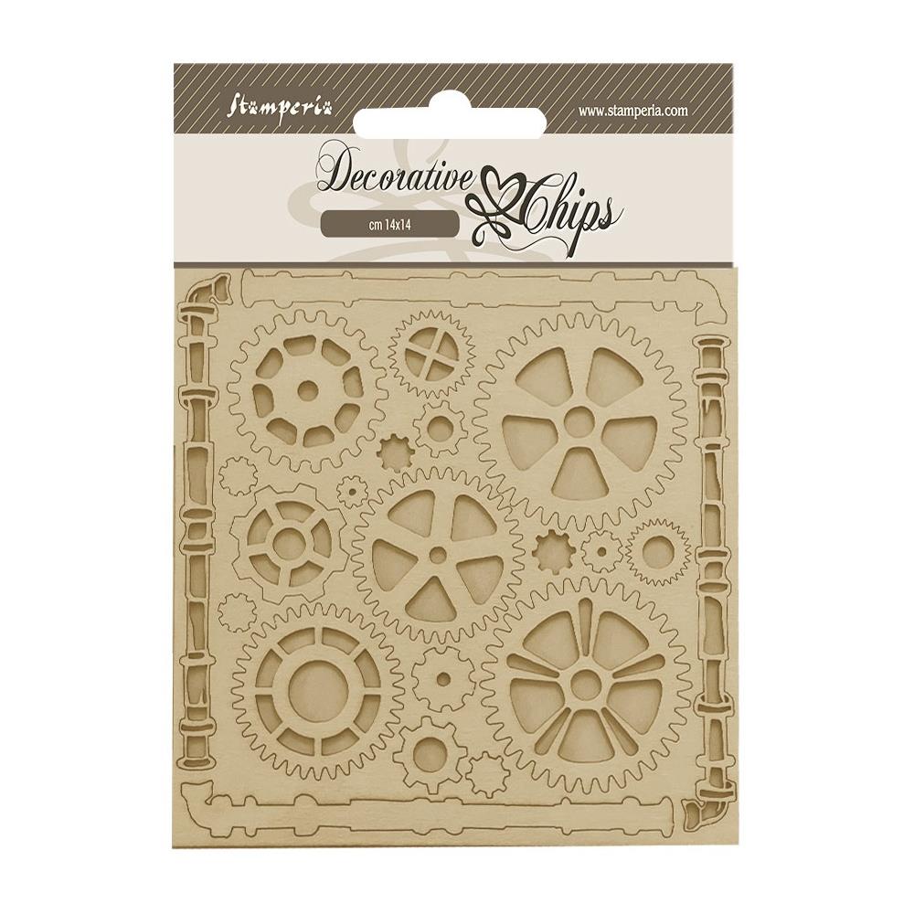 Stamperia Songs Of The Sea 5.5"X5.5" Decorative Chips: Pipes And Mechanism (SCB189)