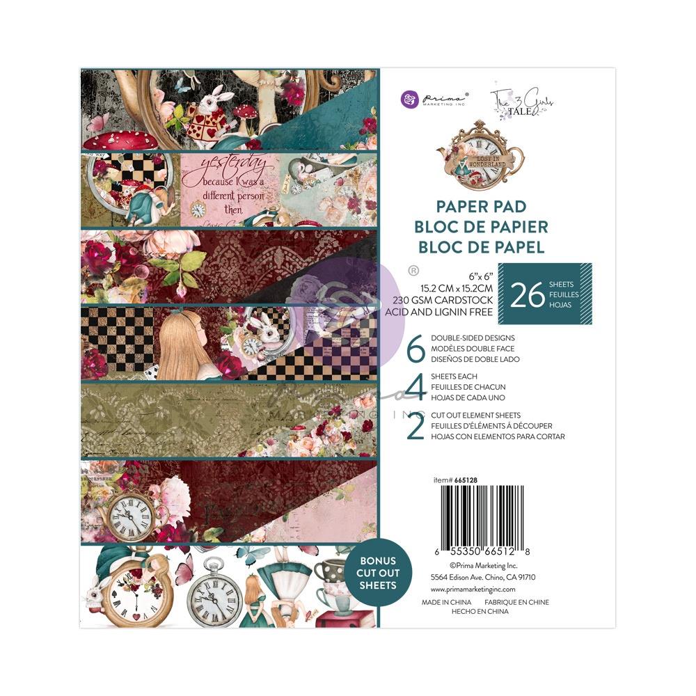 Prima Marketing Lost In Wonderland 6"X6" Double-Sided Paper Pad, 26/Pkg (P665128)