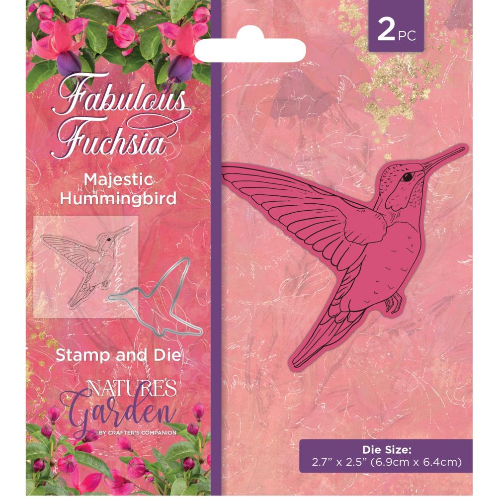 Crafter's Companion Nature's Garden Fabulous Fuchsia Stamp & Die Set: Majestic Hummingbird (FSTDMHUM)