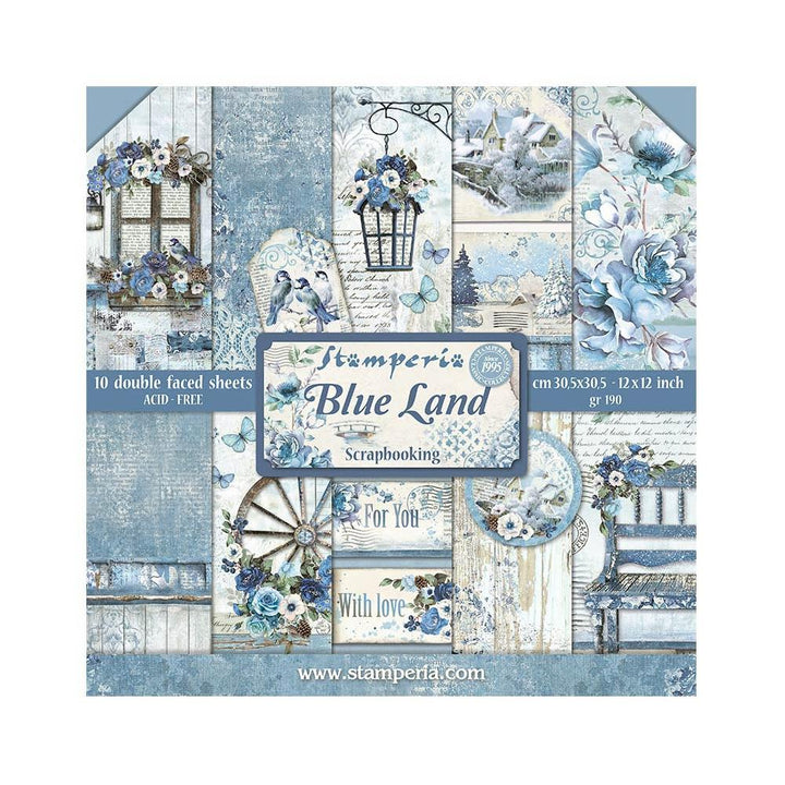 Stamperia Blue Land 12"X12" Double-Sided Paper Pad, 10/Pkg (SBBL47)