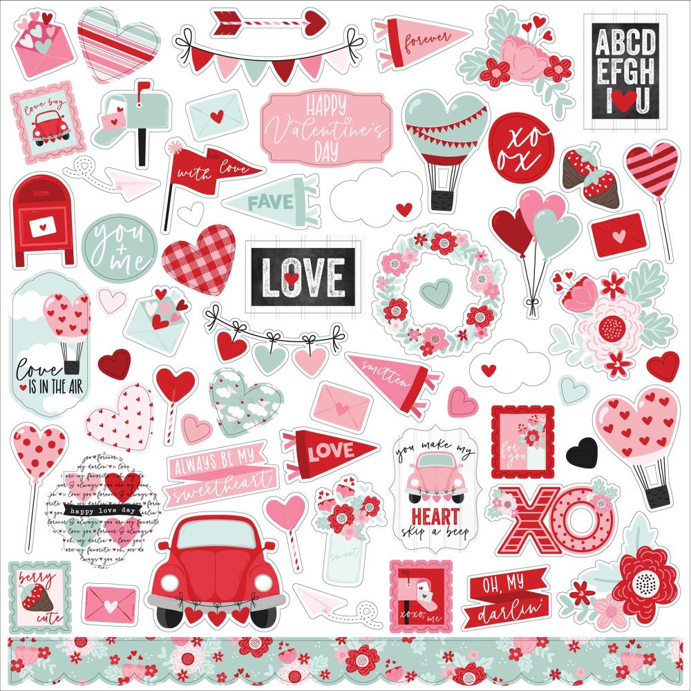 Echo Park Love Notes 12"X12" Cardstock Stickers: Elements (LN344014)