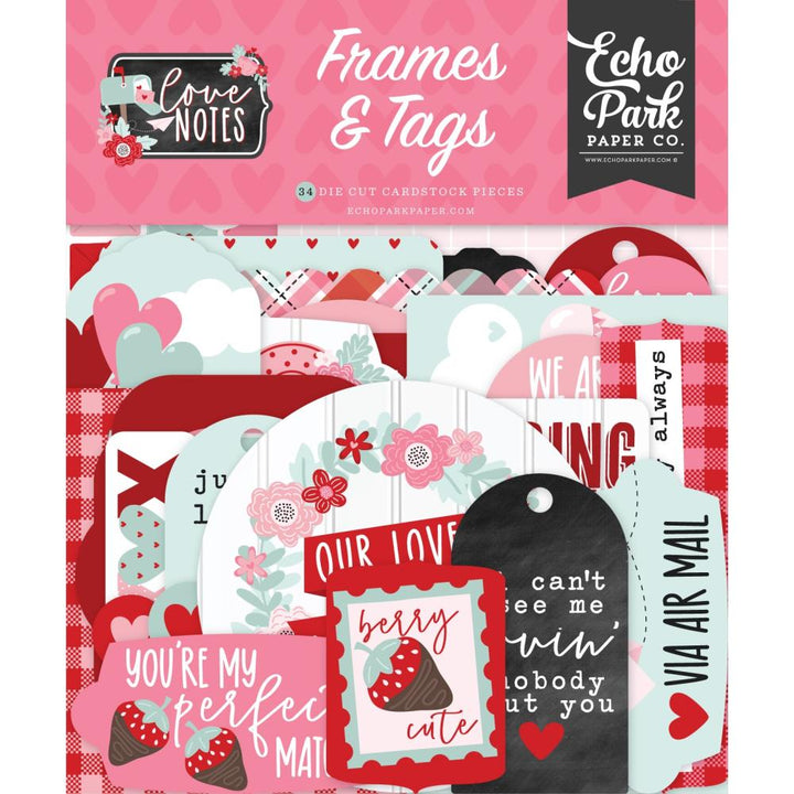 Echo Park Love Notes Cardstock Ephemera: Frames & Tags, 34/Pkg (LN344025)