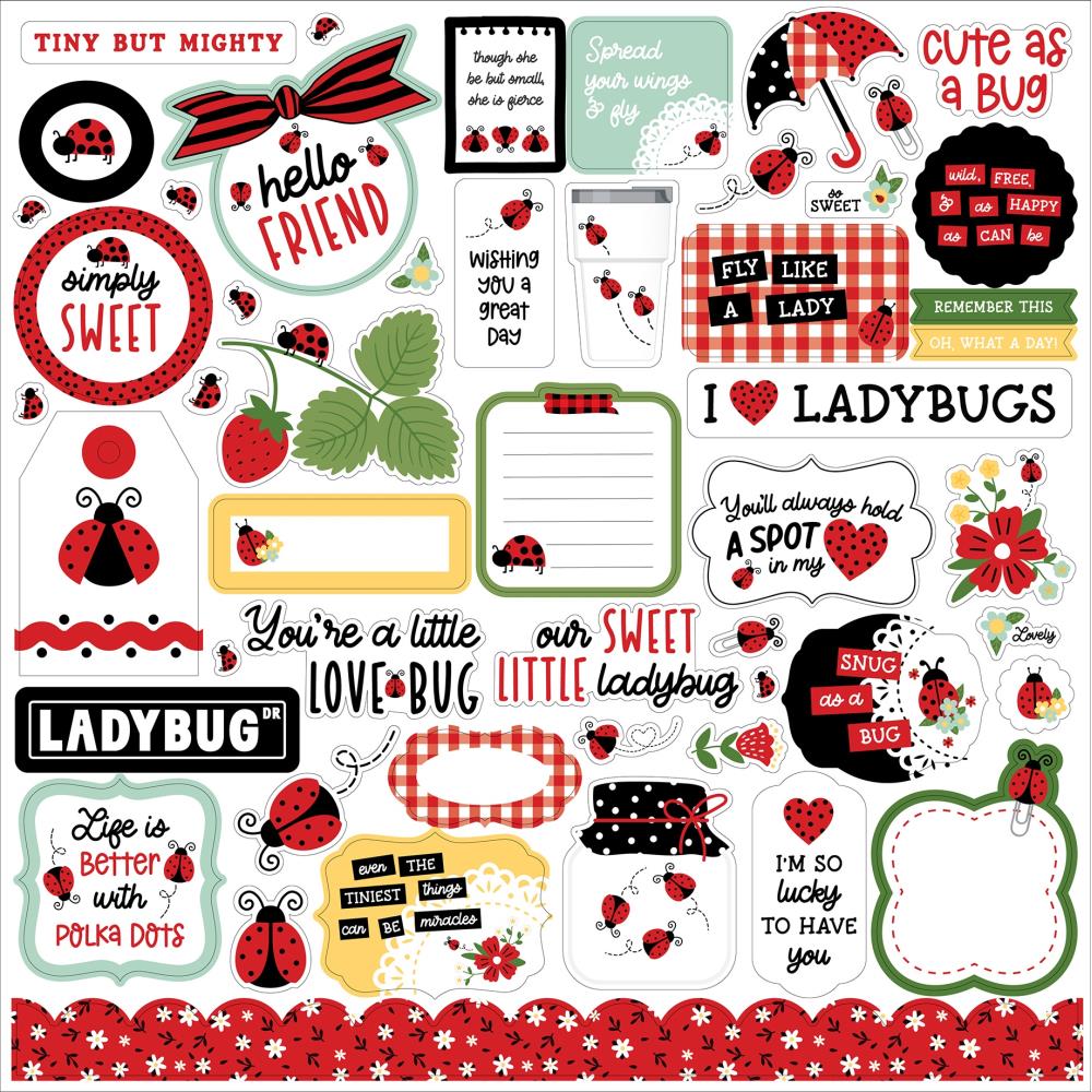 Echo Park Little Ladybug 12"X12" Cardstock Stickers: Elements (LB347014)