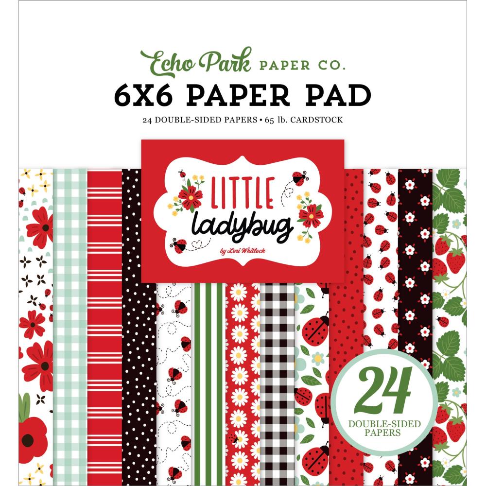 Echo Park Little Ladybug 6"X6" Double-Sided Paper Pad, 24/Pkg (LB347023)