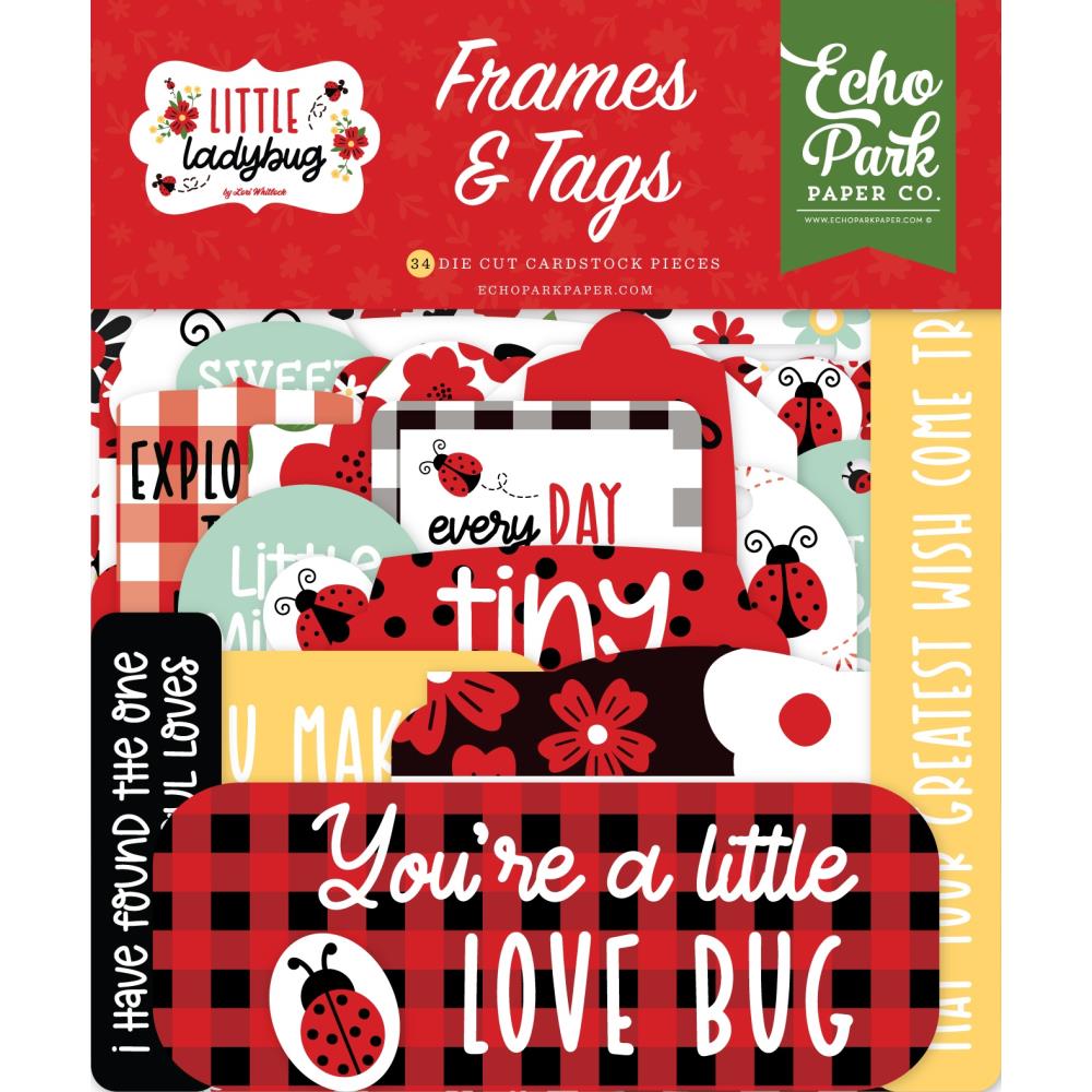 Echo Park Little Ladybug Cardstock Ephemera: Frames & Tags, 34/Pkg (LB347025)