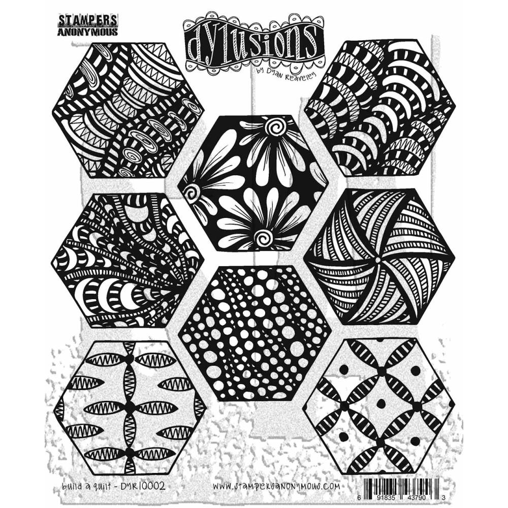 Dylusions 8.5"X7" Cling Stamp: Build A Quilt (DYRC10002)