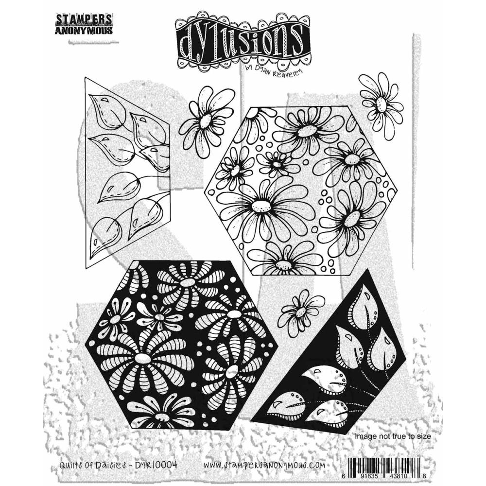 Dylusions 8.5"X7" Cling Stamp: Quilts Of Daisies (DYRC10004)