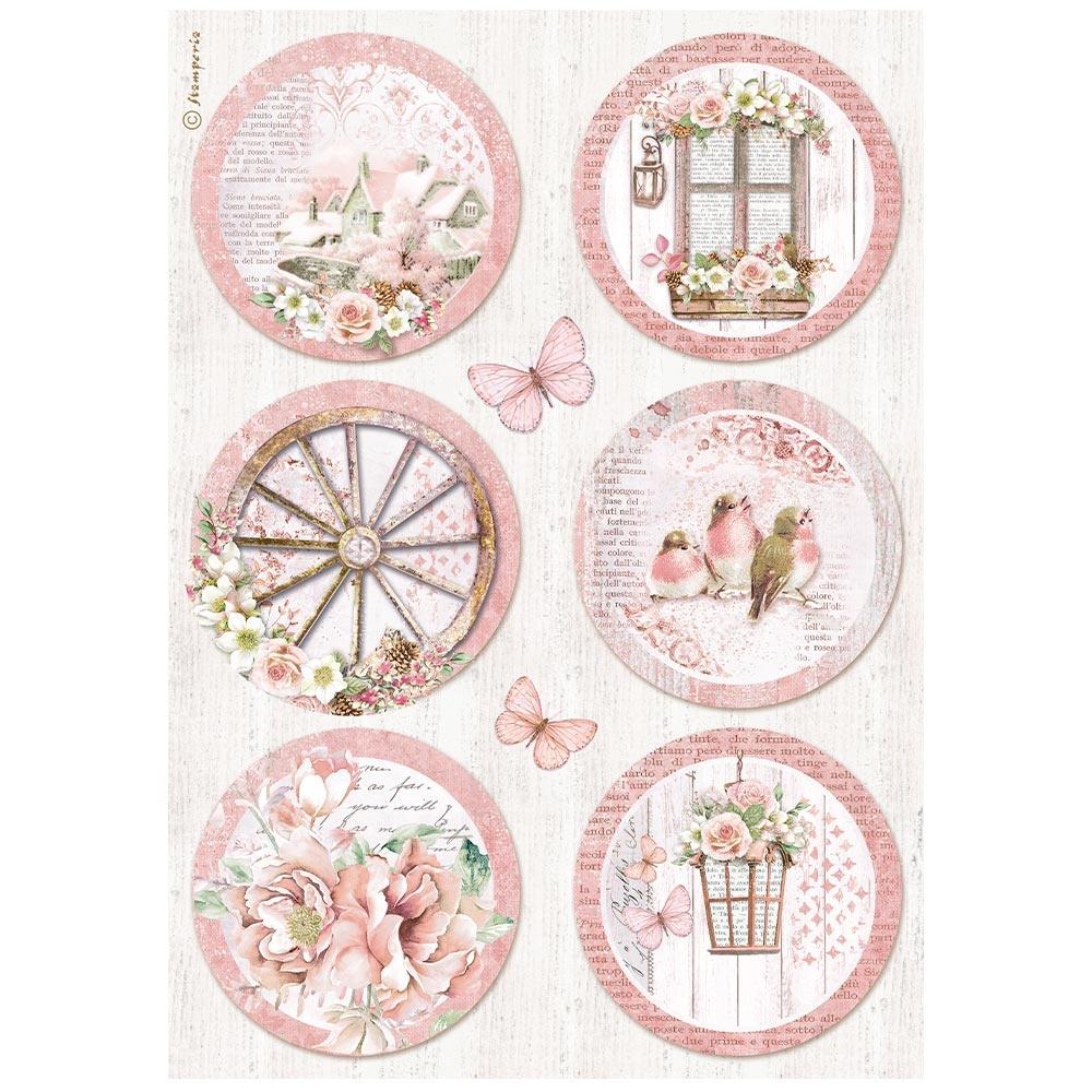 Stamperia Roseland A4 Rice Paper Sheet: Rounds (DFSA4782)