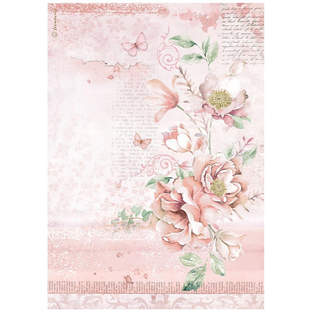 Stamperia Roseland A4 Rice Paper Sheet: Flowers (DFSA4783)