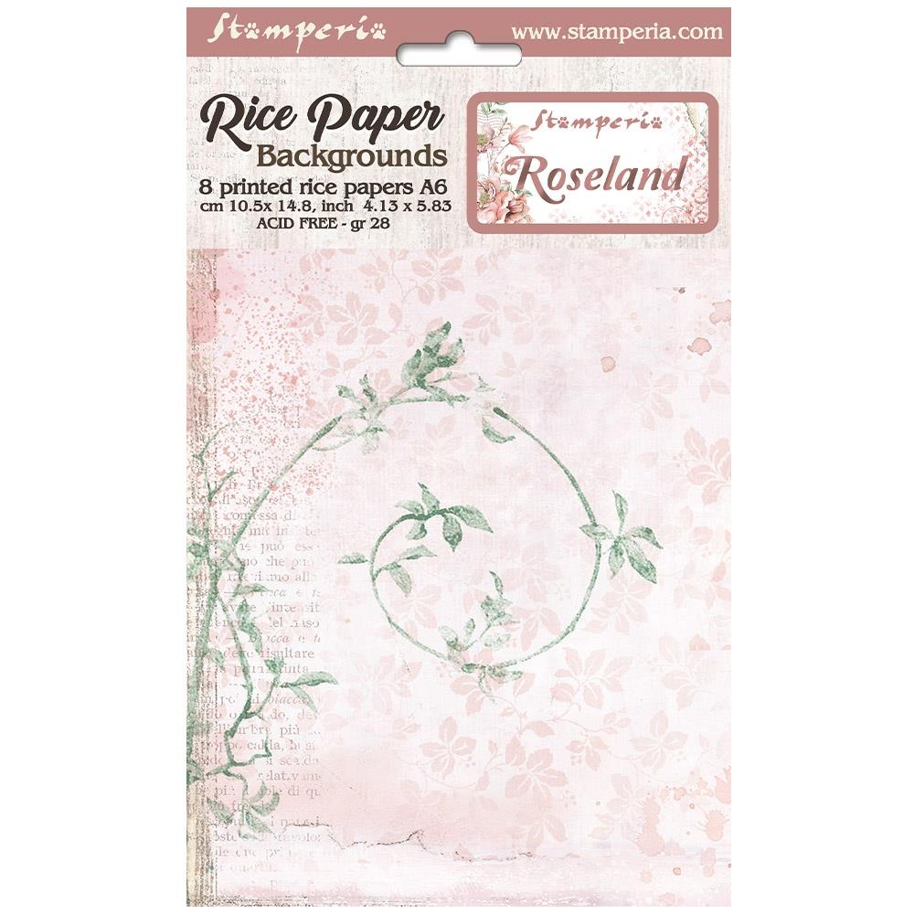 Stamperia Roseland A6 Assorted Rice Paper: Backgrounds (FSAK6006)