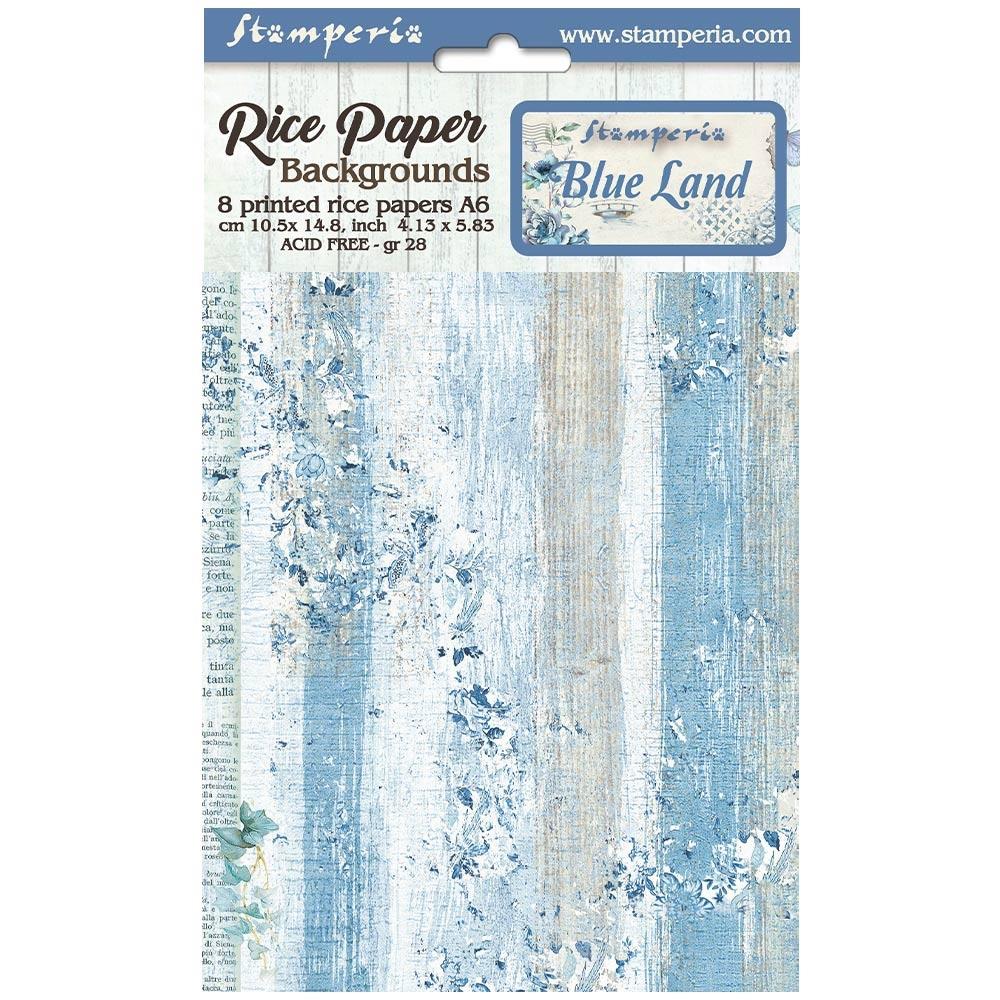 Stamperia Blue Land A6 Assorted Rice Paper: Backgrounds (FSAK6007)