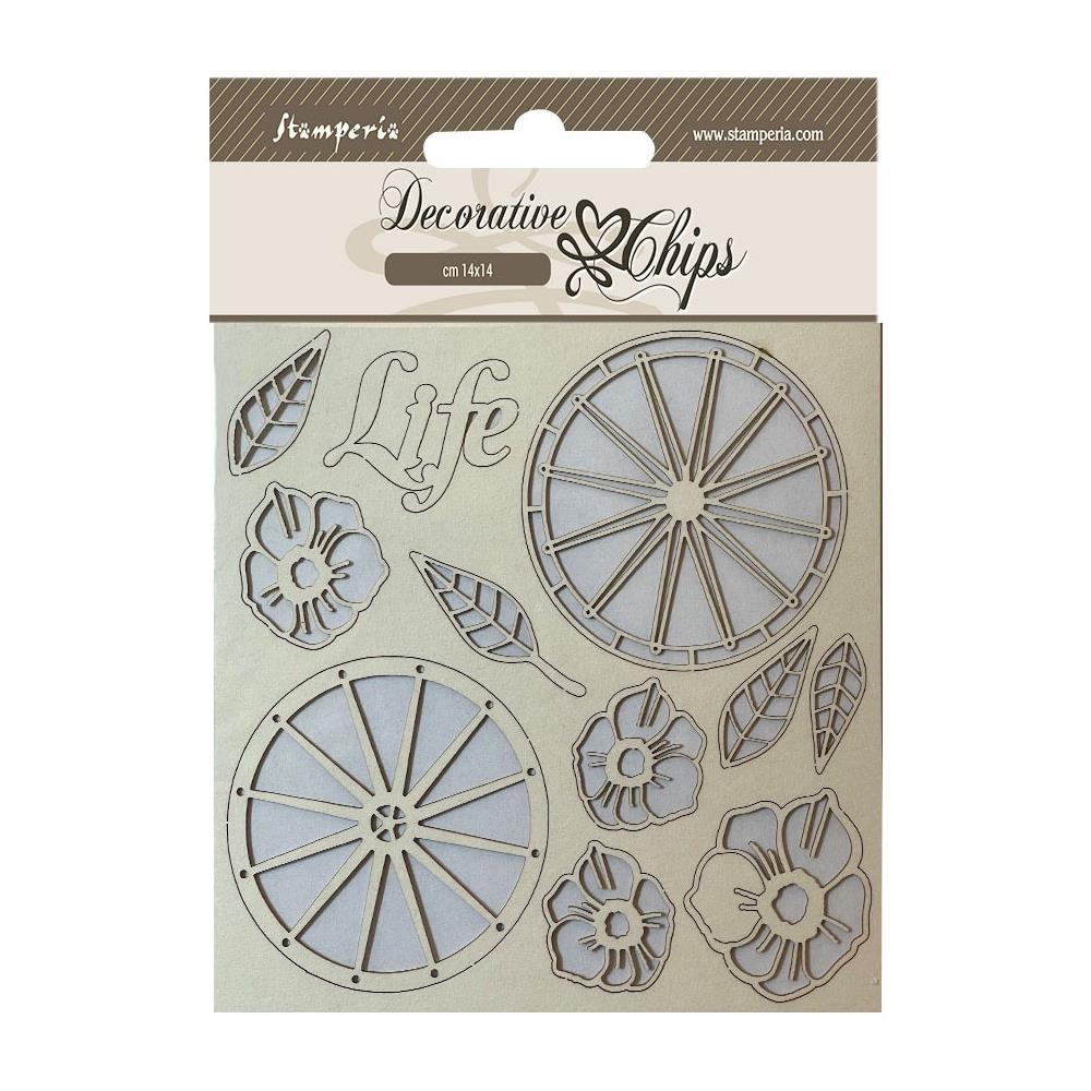 Stamperia Blue Land 5.5"X5.5" Decorative Chips: Life Wheels (SCB173)