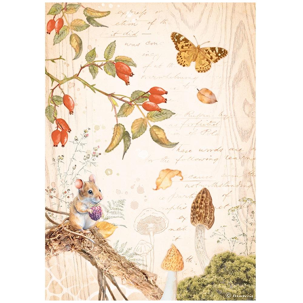 Stamperia Woodland A4 Rice Paper Sheet: Butterfly (DFSA4817)