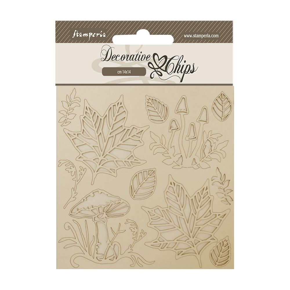 Stamperia Woodland 5.5"X5.5" Decorative Chips: Mushrooms And Leaves (SCB190)
