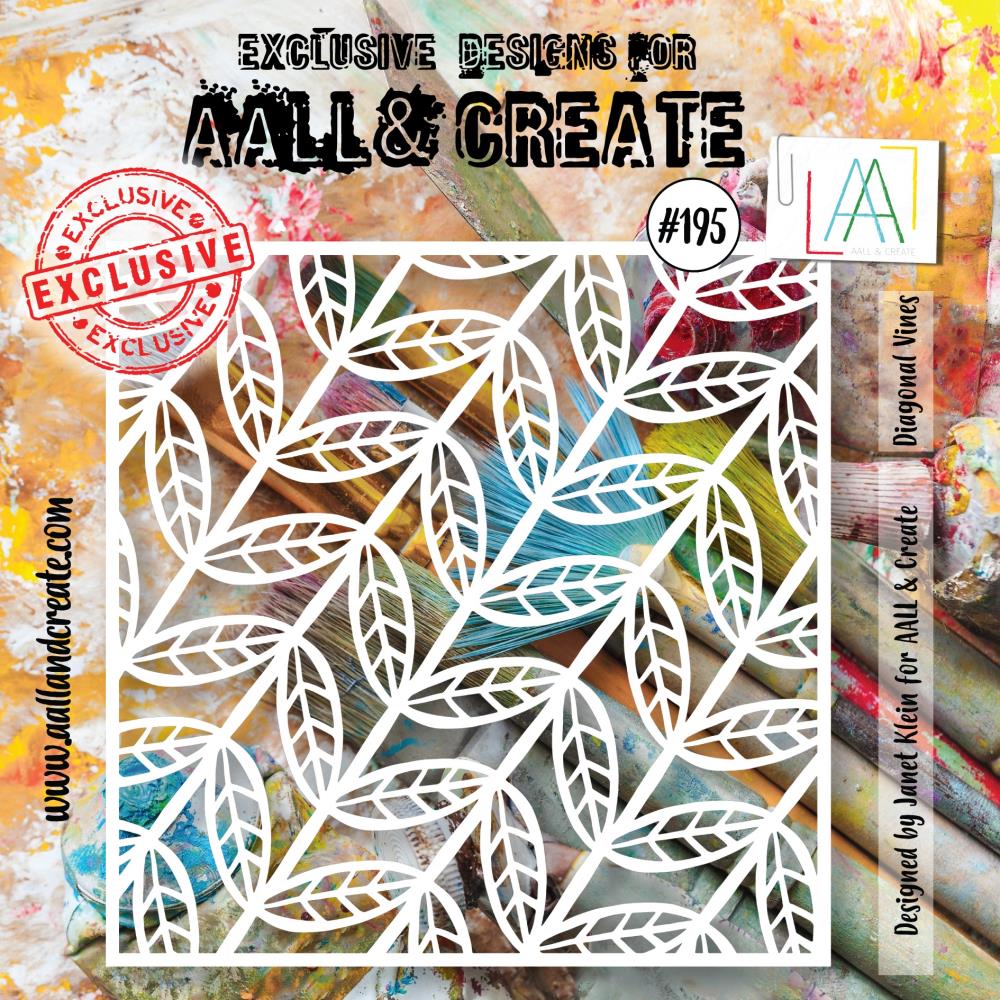 AALL And Create 6"X6" Stencil: Diagonal Vines (ALLPC195)
