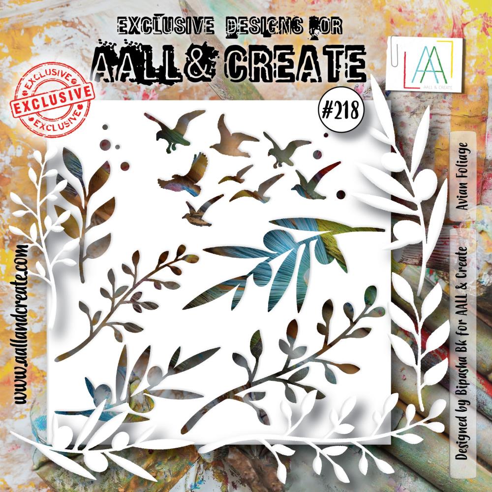 AALL And Create 6"X6" Stencil: Avian Foliage (ALLPC218)
