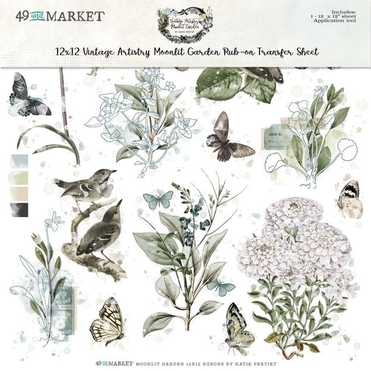 49 and Market Vintage Artistry Moonlit Garden 12"X12" Rub-Ons: Classic (VMG25651)