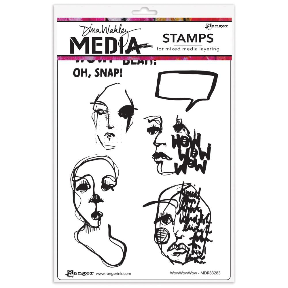 Dina Wakley Media 6"X9" Cling Stamps: WowWowWow (MDR83283)