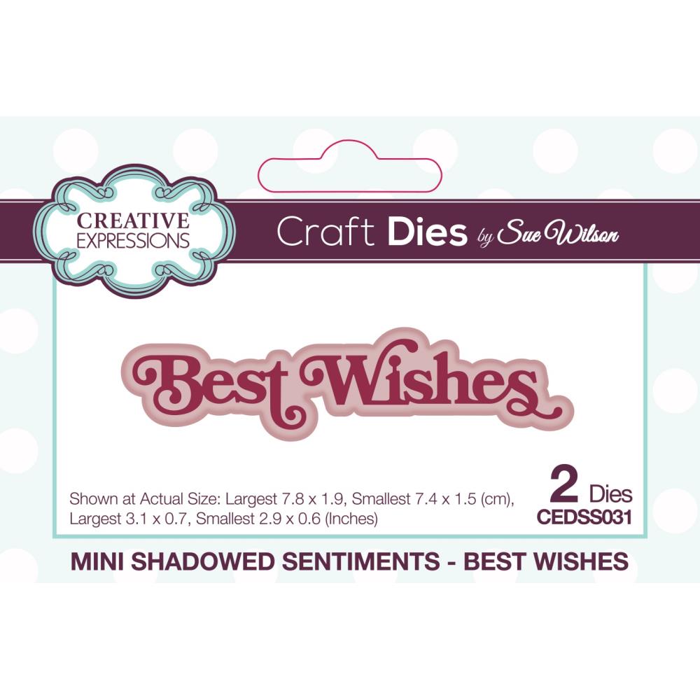 Creative Expressions Mini Craft Dies: Best Wishes - Shadowed Sentiments, By Sue Wilson (CEDSS031)