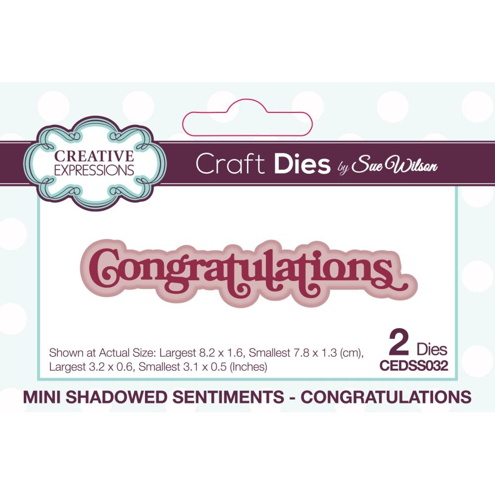 Creative Expressions Mini Craft Dies: Congratulations - Shadowed Sentiments, By Sue Wilson (CEDSS032)