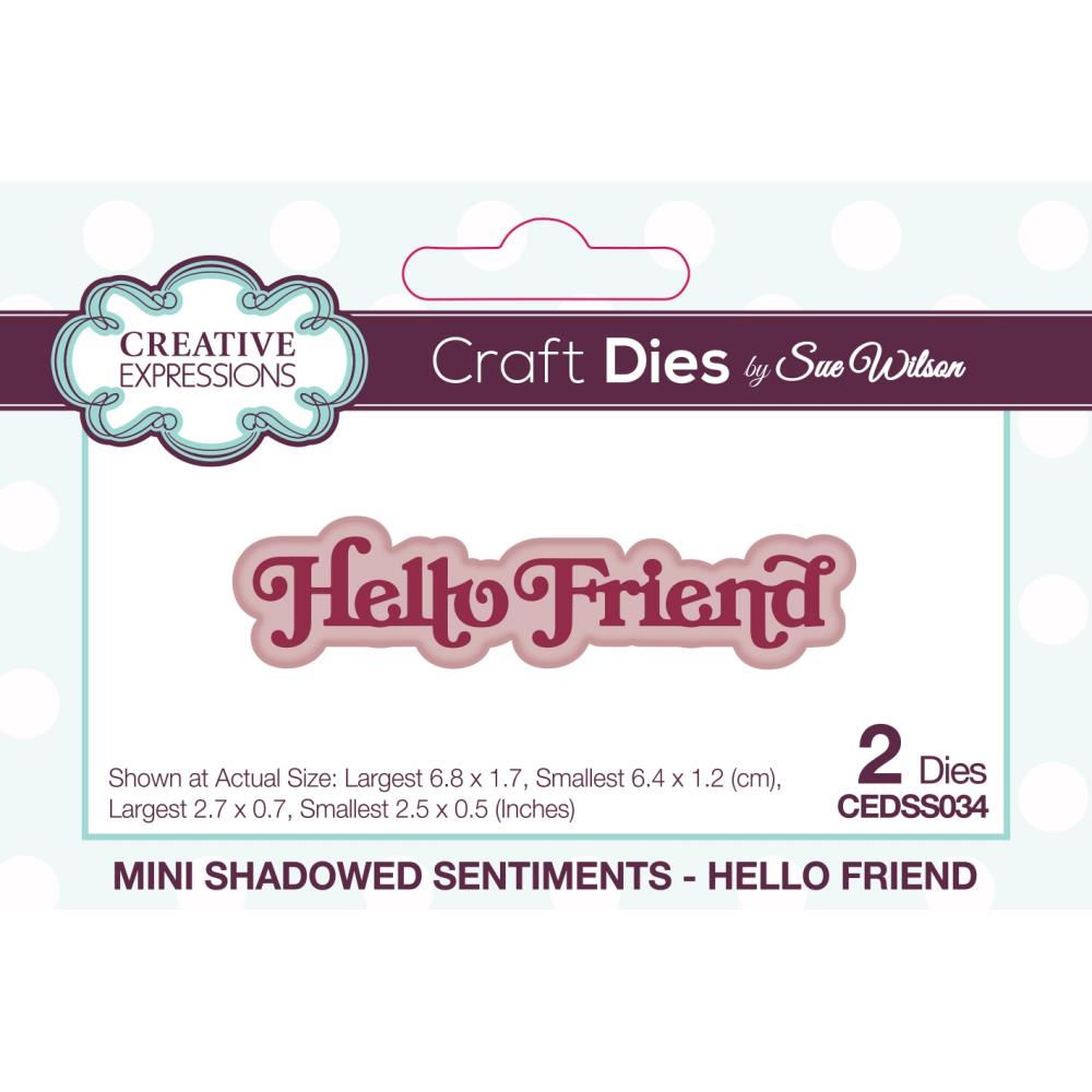 Creative Expressions Mini Craft Dies: Hello Friend - Shadowed Sentiments, By Sue Wilson (CEDSS034)