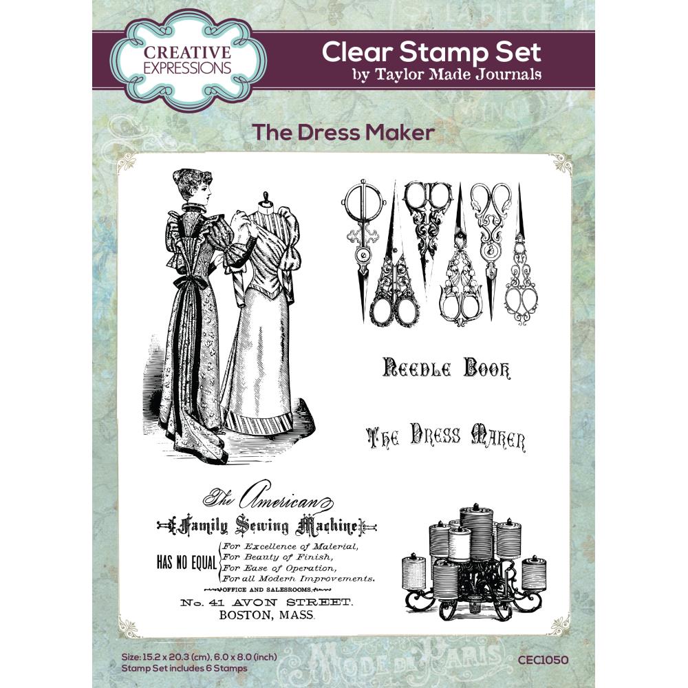 Creative Expressions Taylor Made Journals 6"X8" Clear Stamp: The Dress Maker (CEC1050)