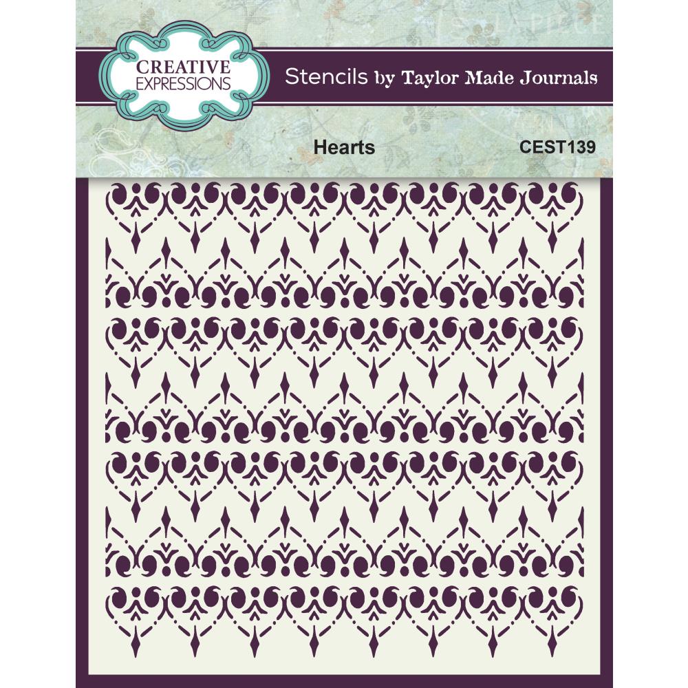 Creative Expressions Taylor Made Journals 6"X6" Stencil: Hearts (CEST139)