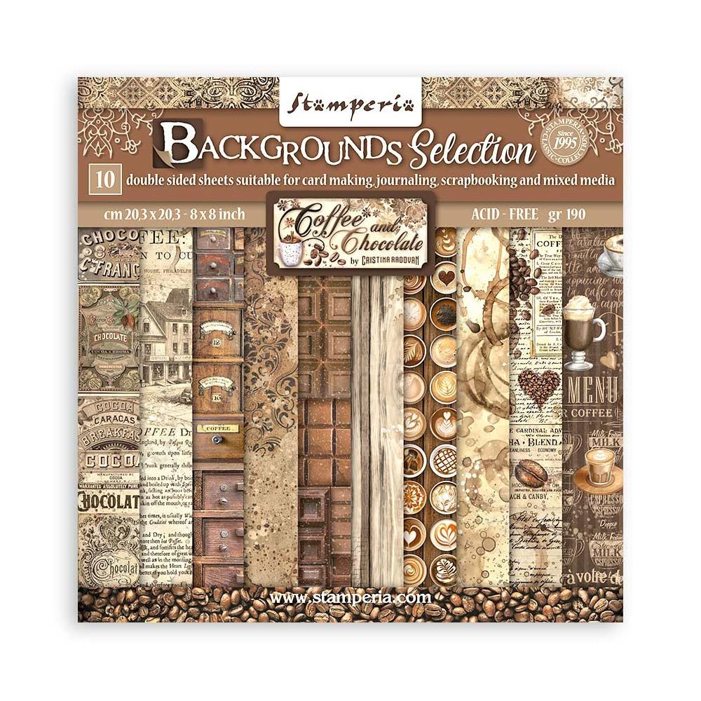 Stamperia Coffee And Chocolate 8"X8" Double-Sided Paper Pad: Backgrounds, 10/Pkg (SBBS94)