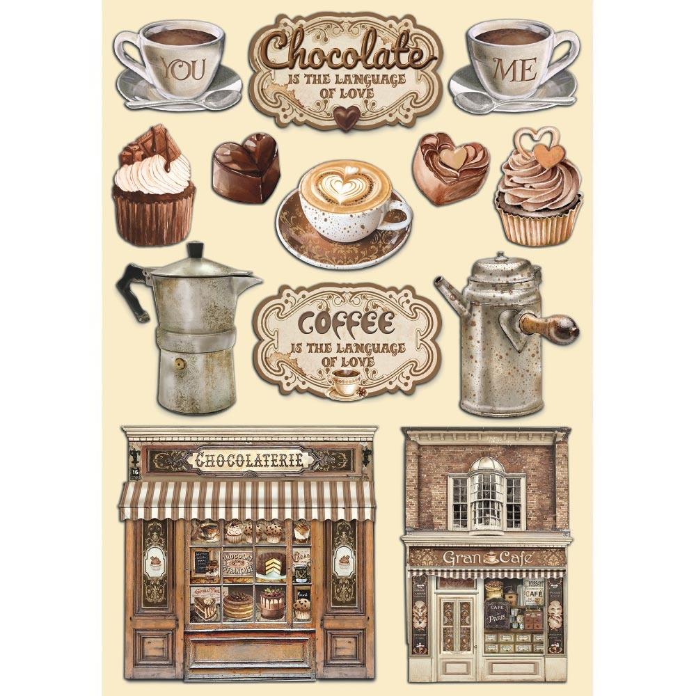Stamperia Coffee And Chocolate A5 Colored Wooden Shapes (KLSP150)