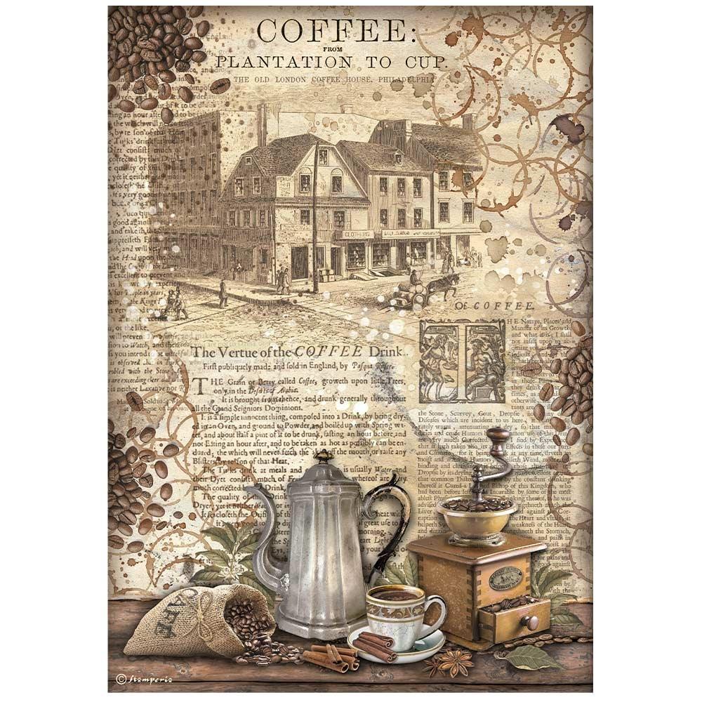 Stamperia Coffee And Chocolate A4 Rice Paper Sheet: Grinder (DFSA4825)