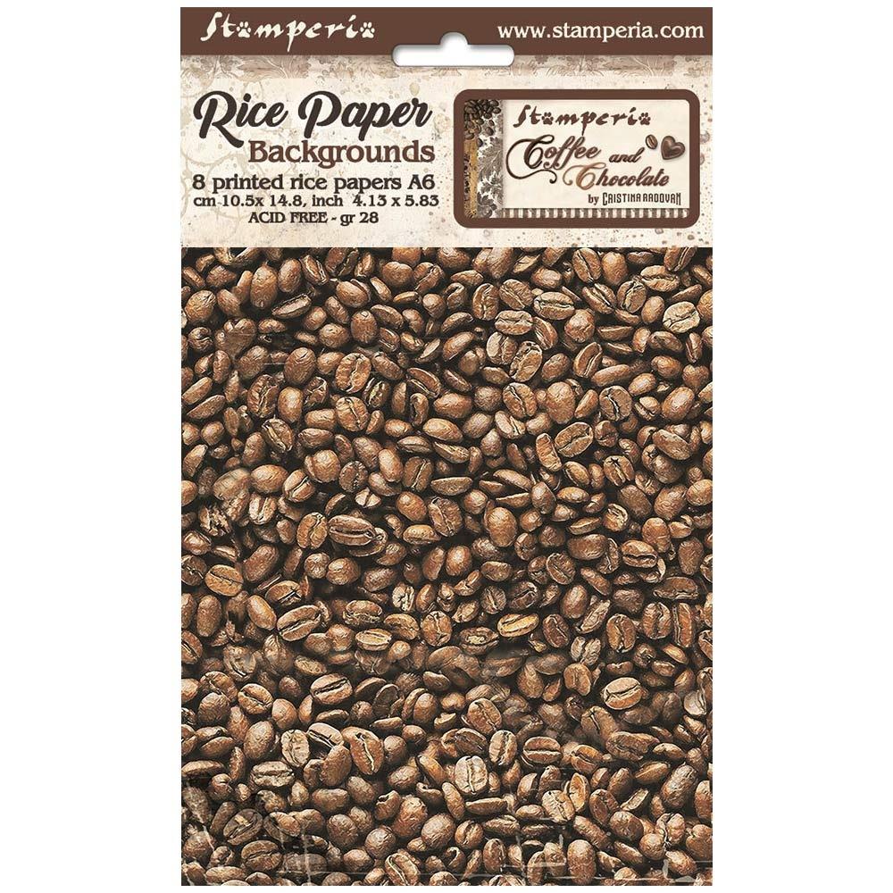 Stamperia Coffee And Chocolate A6 Assorted Rice Paper: Backgrounds, 8/Sheets (FSAK6012)