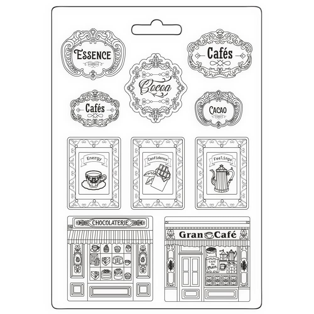 Stamperia Coffee And Chocolate A4 Soft Maxi Mould: Plates (3PTA4569)