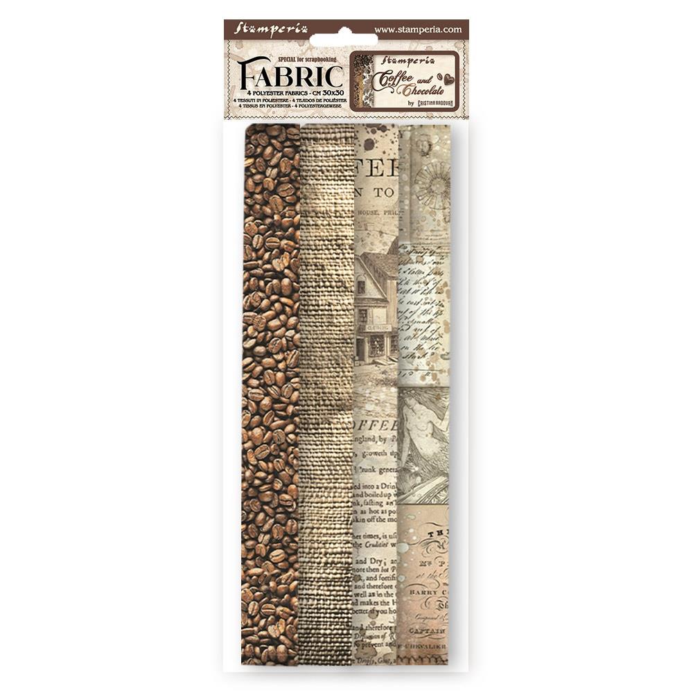 Stamperia Coffee And Chocolate 12"X12" Polyester Fabric, 4/Pkg (SBPLT19)