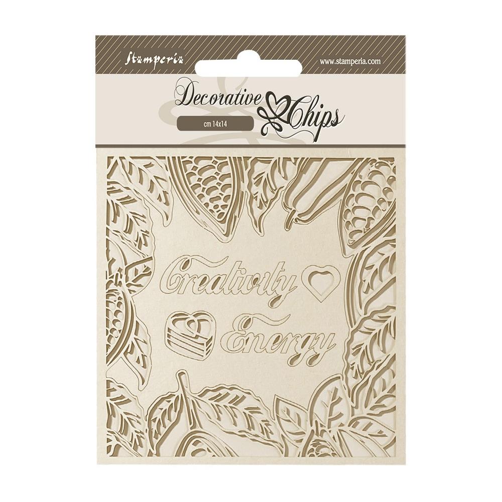 Stamperia Coffee And Chocolate 5.5"X5.5" Decorative Chips: Creativity Energy (SCB196)