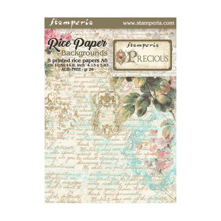 Stamperia Precious A6 Assorted Rice Paper: Backgrounds, 8/Sheets (FSAK6013)