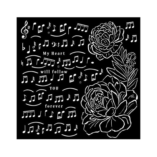 Stamperia Precious 7"X7" Stencil: Music And Peony (KSTDQ95)