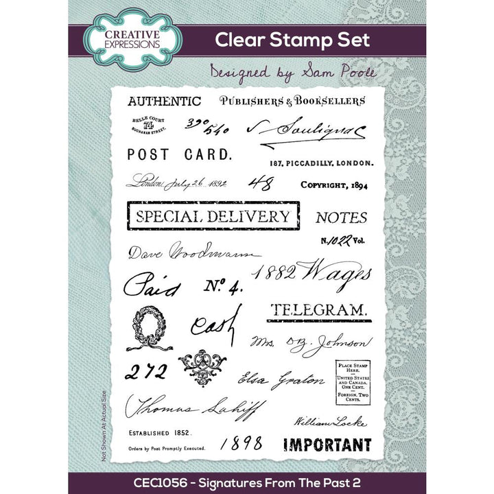 Creative Expressions 6"X8" Clear Stamp Set: Signatures From The Past 2, By Sam Poole (CEC1056)