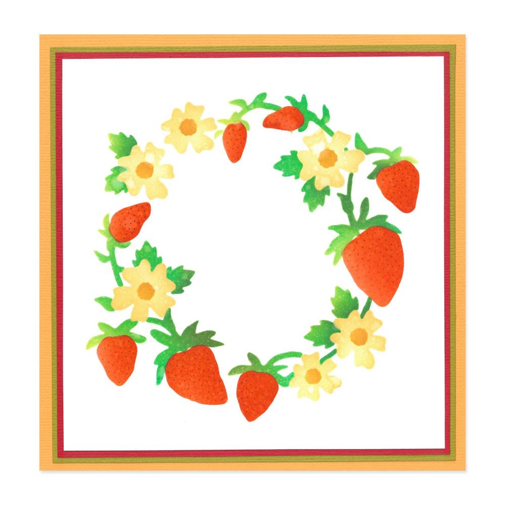 Sizzix 6"X6" Layered Stencils: Strawberry Wreath, 4/Pkg, By Jennifer Ogborn (666528)