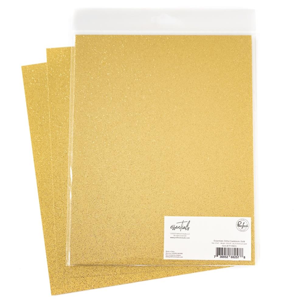 Pinkfresh Studio Essentials 8.5"X11" Glitter Cardstock: Gold, 6/Pkg (PFESCD139)