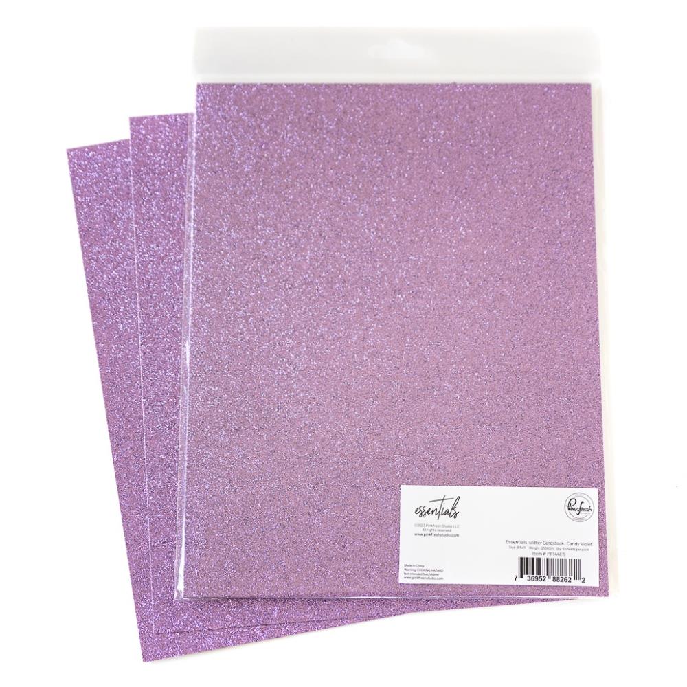 Pinkfresh Studio Essentials 8.5"X11" Glitter Cardstock: Candy Violet, 6/Pkg (PFESCD144)