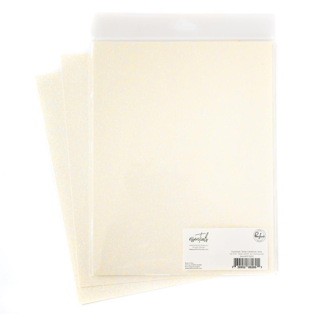 Pinkfresh Studio Essentials 8.5"X11" Glitter Cardstock: Ivory, 6/Pkg (PFESCD151)
