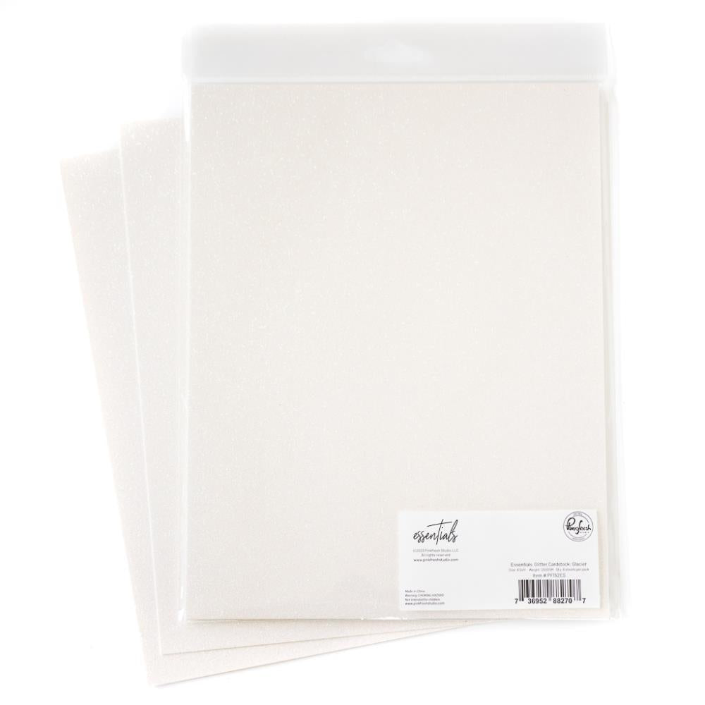 Pinkfresh Studio Essentials 8.5"X11" Glitter Cardstock: Glacier, 6/Pkg (PFESCD152)