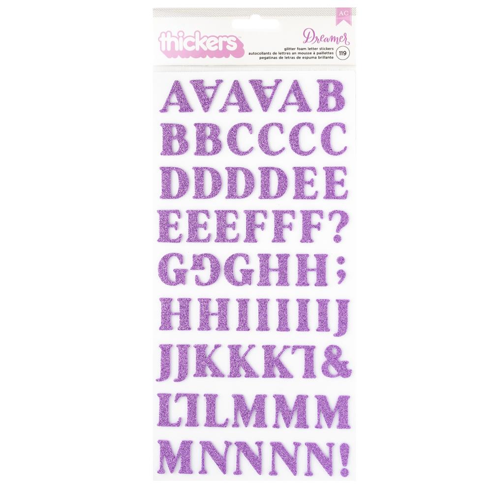 American Crafts Dreamer Thickers Stickers: Alpha, Glitter, 119/Pkg (34025906)