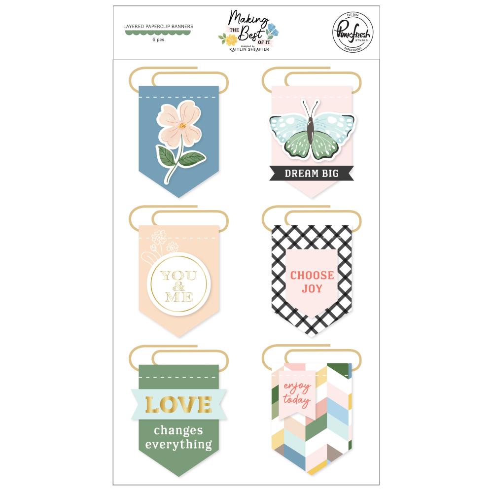 Pinkfresh Studio Making The Best Of It Layered Paperclip Banner Stickers (PF223224)