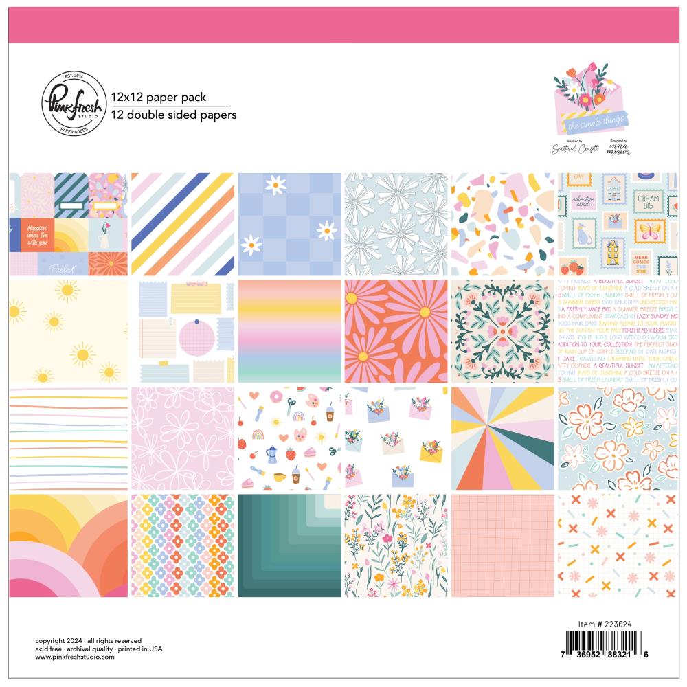 Pinkfresh Studio The Simple Things 12"X12" Double-Sided Paper Pack (PF223624)