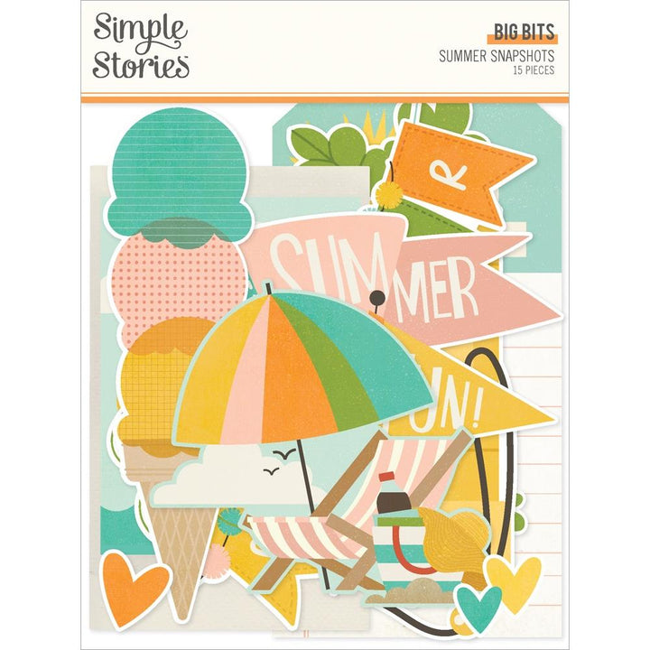 Simple Stories Summer Snapshots Bits & Pieces Die-Cuts: Big, 15/Pkg (SMS22021)